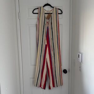 En Creme Vibrant Striped Sleeveless Jumpsuit